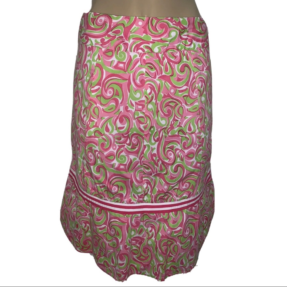 Lilypod Boutique Womens Pink and Green A Line Boho Skirt 6 Cottagecore Geometric
